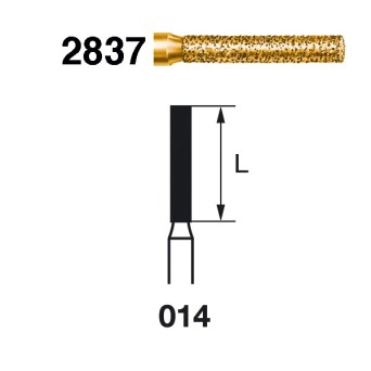 2837.314.014  KOMET FRESA DIAMANTE CILINDRICA TURBINA ø 014 GRANO EXTRA GRUESO 5 ud.