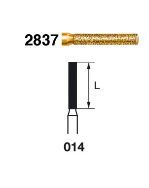 2837.314.014  KOMET FRESA DIAMANTE CILINDRICA TURBINA ø 014 GRANO EXTRA GRUESO 5 ud.