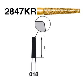 2847KR.314.018  KOMET FRESA DIAMANTE CONICA BORDE REDONDEADO TURBINA ø 018 GRANO EXTRA GRUESO 5 ud.