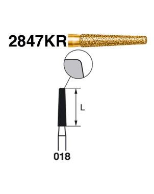 2847KR.314.018  KOMET FRESA DIAMANTE CONICA BORDE REDONDEADO TURBINA ø 018 GRANO EXTRA GRUESO 5 ud.