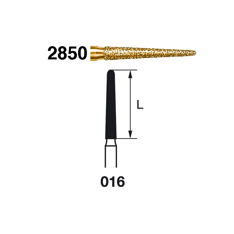2850.314.016  KOMET FRESA DIAMANTE CONICA REDONDEADA TURBINA ø 016 GRANO EXTRA GRUESO 5 ud.