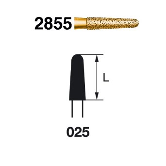2855.314.025  KOMET FRESA DIAMANTE CONICA REDONDEADA TURBINA ø 025 GRANO EXTRA GRUESO 5 ud.