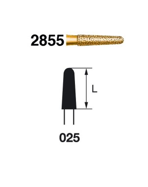 2855.314.025  KOMET FRESA DIAMANTE CONICA REDONDEADA TURBINA ø 025 GRANO EXTRA GRUESO 5 ud.