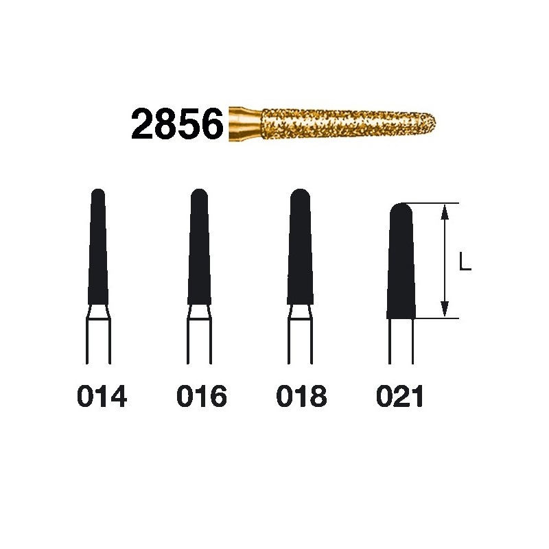 2856.314.016  KOMET FRESA DIAMANTE CONICA REDONDEADA TURBINA ø 016 GRANO EXTRA GRUESO 5 ud.