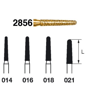 2856.314.016  KOMET FRESA DIAMANTE CONICA REDONDEADA TURBINA ø 016 GRANO EXTRA GRUESO 5 ud.