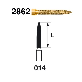 2862.314.014  KOMET FRESA DIAMANTE LLAMA TURBINA ø 014 GRANO EXTRA GRUESO 5 ud.