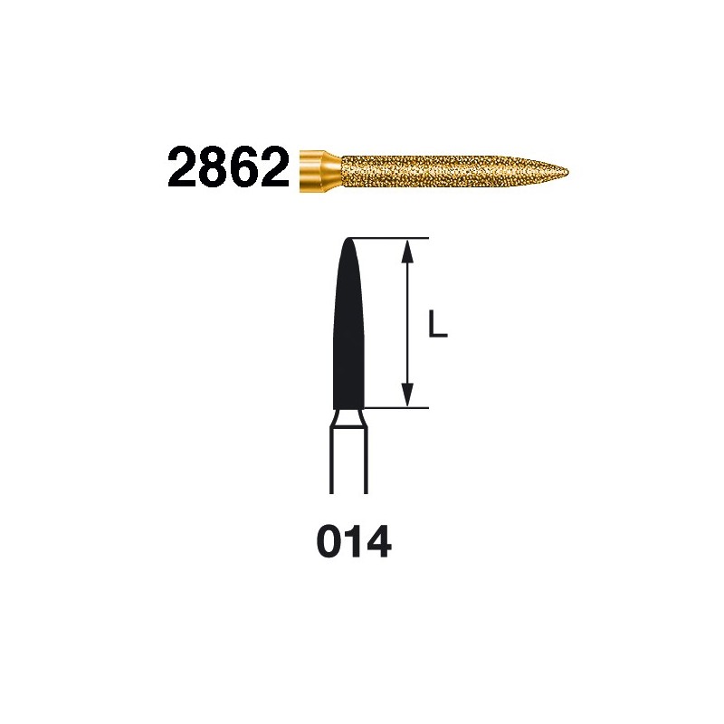 2862.314.014  KOMET FRESA DIAMANTE LLAMA TURBINA ø 014 GRANO EXTRA GRUESO 5 ud.