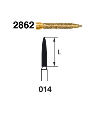 2862.314.014  KOMET FRESA DIAMANTE LLAMA TURBINA ø 014 GRANO EXTRA GRUESO 5 ud.