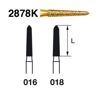2878K.314.016  KOMET FRESA DIAMANTE TORPEDO CONICA TURBINA ø 016 GRANO EXTRA GRUESO 5 ud.