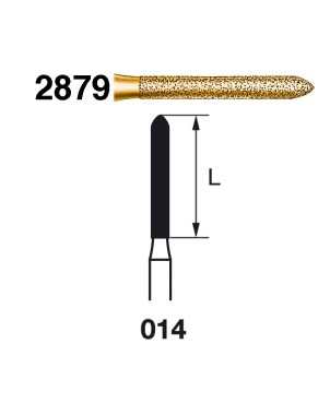 2879.314.014  KOMET FRESA DIAMANTE TORPEDO TURBINA ø 014 GRANO EXTRA GRUESO 5 ud.