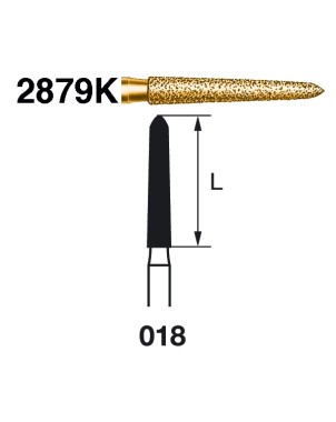 2879K.314.018  KOMET FRESA DIAMANTE TORPEDO CONICA TURBINA ø 018 GRANO EXTRA GRUESO 5 ud.