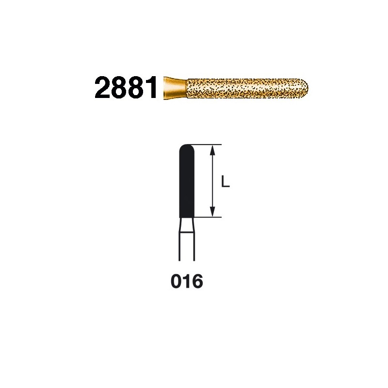 2881.314.016  KOMET FRESA DIAMANTE CILINDRICA REDONDEADA TURBINA ø 016 GRANO EXTRA GRUESO 5 ud.