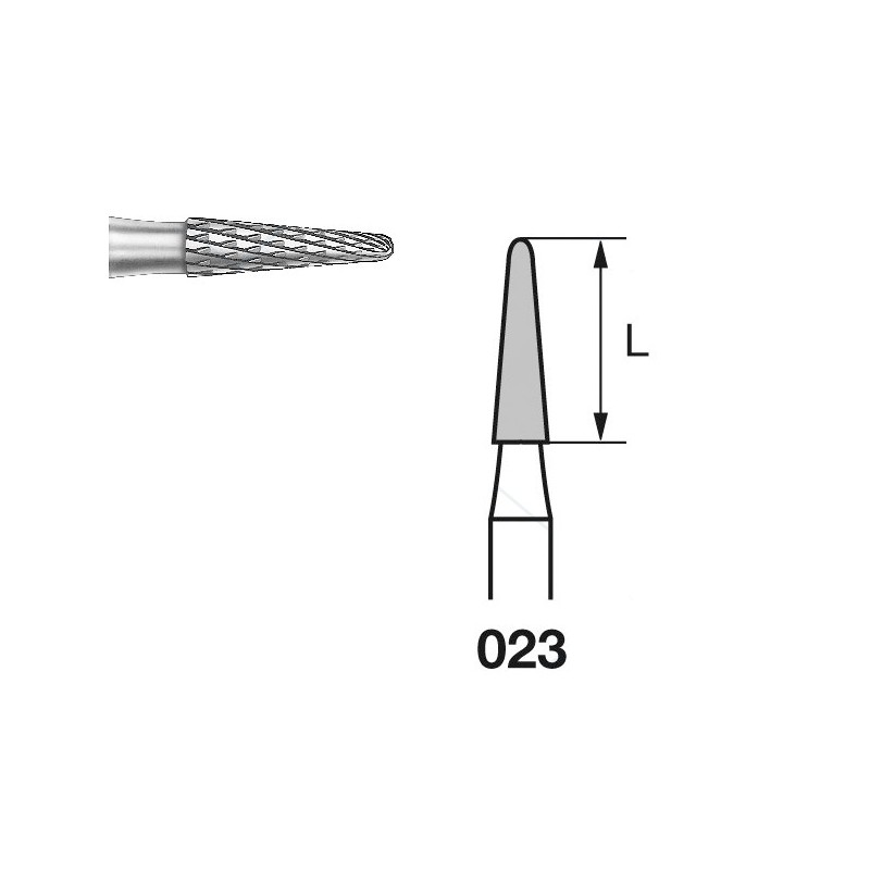 H138E.104.023 KOMET FRESA C. TUNGSTENO CONICA REDONDEADA PIEZA DE MANO ø 023 - 1uds