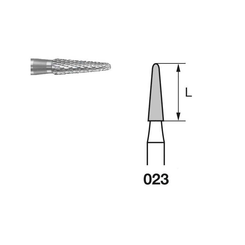 H138EF.104.023 KOMET FRESA C. TUNGSTENO CONICA REDONDEADA PIEZA DE MANO ø 023 - 1uds