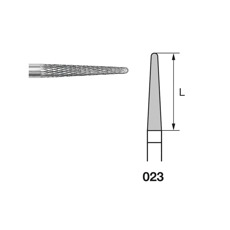 H261DF.104.023 KOMET FRESA C. TUNGSTENO CONICA REDONDEADA PIEZA DE MANO ø 023 - 1uds