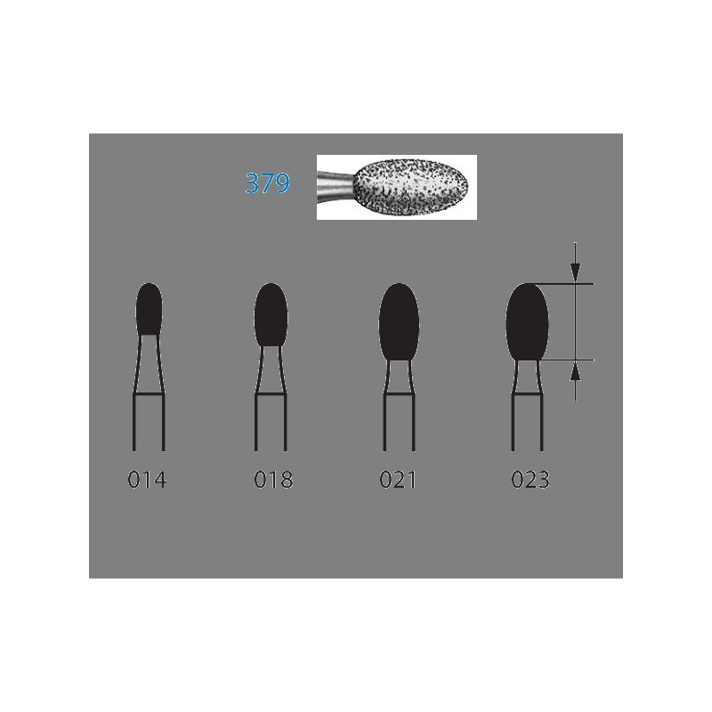 379.314.018  KOMET FRESA DIAMANTE HUEVO TURBINA ø 018 GRANO ESTANDAR 5 ud.