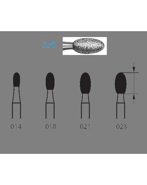379.314.023  KOMET FRESA DIAMANTE HUEVO TURBINA ø 023 GRANO ESTANDAR 5 ud.