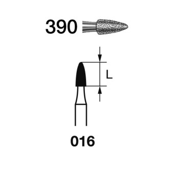 390.314.016  KOMET FRESA DIAMANTE GRANADA TURBINA ø 016 GRANO ESTANDAR 5 ud.
