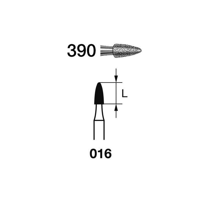 390.314.016  KOMET FRESA DIAMANTE GRANADA TURBINA ø 016 GRANO ESTANDAR 5 ud.