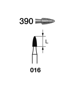390.314.016  KOMET FRESA DIAMANTE GRANADA TURBINA ø 016 GRANO ESTANDAR 5 ud.