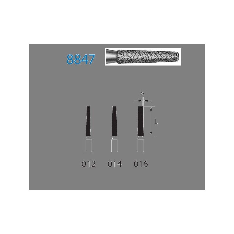 8847.314.016  KOMET FRESA DIAMANTE CONICA TURBINA ø 016 GRANO FINO 5 ud.