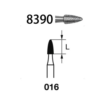 8390.314.016  KOMET FRESA DIAMANTE GRANADA TURBINA ø 016 GRANO FINO 5 ud.
