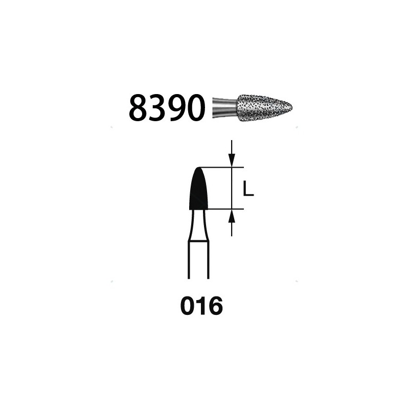 8390.314.016  KOMET FRESA DIAMANTE GRANADA TURBINA ø 016 GRANO FINO 5 ud.