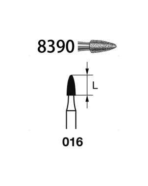 8390.314.016  KOMET FRESA DIAMANTE GRANADA TURBINA ø 016 GRANO FINO 5 ud.