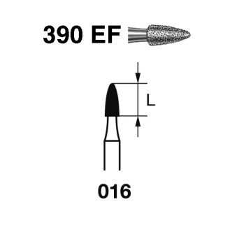 390EF.314.016  KOMET FRESA DIAMANTE GRANADA TURBINA ø 016 GRANO EXTRA FINO 5 ud.