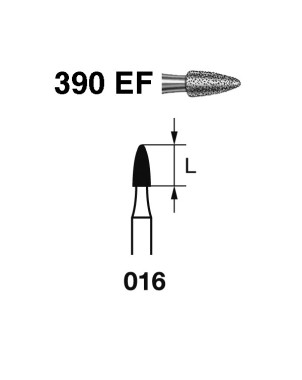 390EF.314.016  KOMET FRESA DIAMANTE GRANADA TURBINA ø 016 GRANO EXTRA FINO 5 ud.
