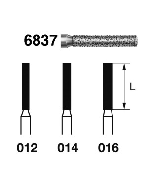 6837.314.014  KOMET FRESA DIAMANTE CILINDRICA TURBINA ø 014 GRANO GRUESO 5 ud.