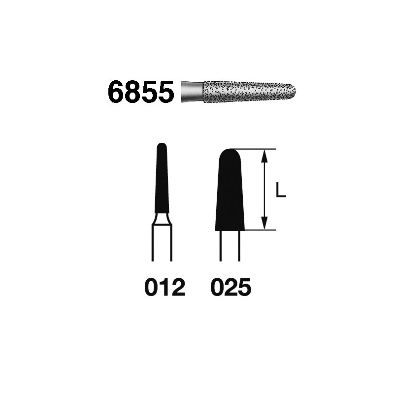6855.314.025  KOMET FRESA DIAMANTE CONICA REDONDEADA TURBINA ø 025 GRANO GRUESO 5 ud.