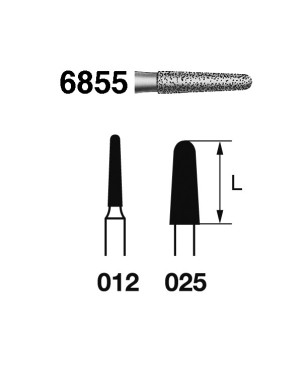 6855.314.025  KOMET FRESA DIAMANTE CONICA REDONDEADA TURBINA ø 025 GRANO GRUESO 5 ud.