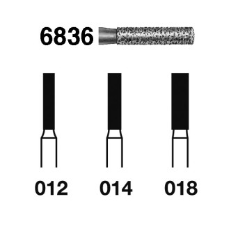 6836.314.014  KOMET FRESA DIAMANTE CILINDRICA TURBINA ø 014 GRANO GRUESO 5 ud.