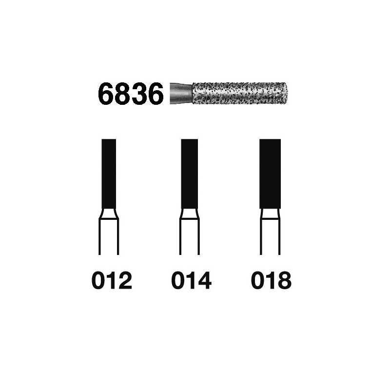 6836.314.014  KOMET FRESA DIAMANTE CILINDRICA TURBINA ø 014 GRANO GRUESO 5 ud.