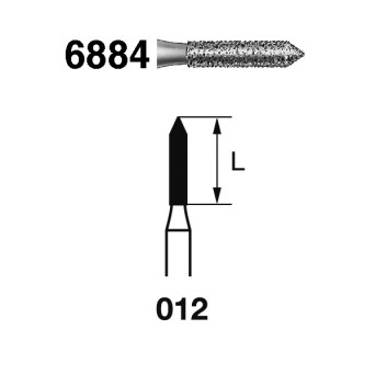 6884.314.012  KOMET FRESA DIAMANTE CILINDRICA TURBINA ø 012 GRANO GRUESO 5 ud.