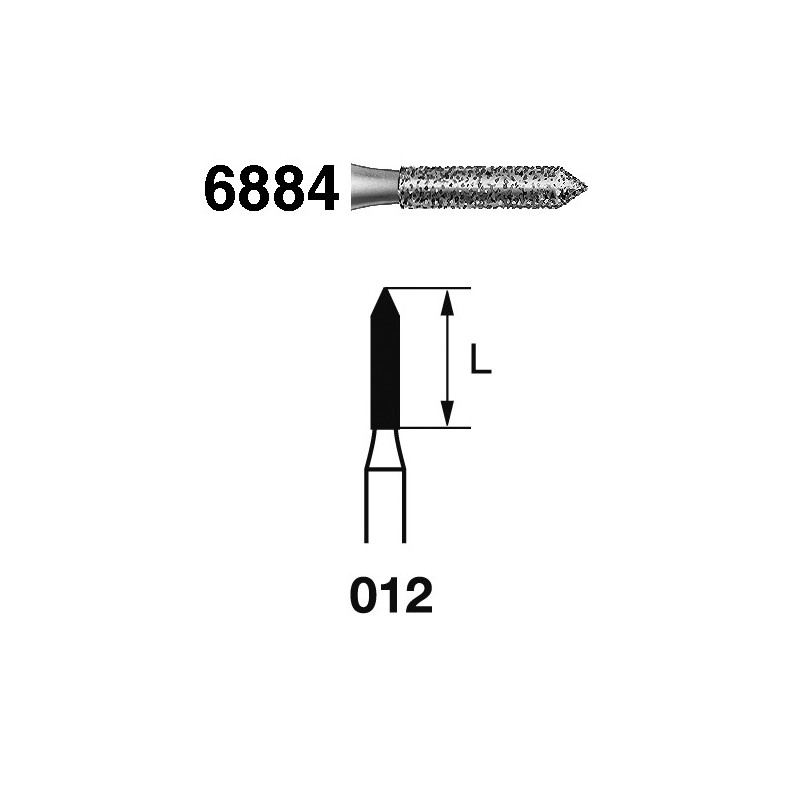6884.314.012  KOMET FRESA DIAMANTE CILINDRICA TURBINA ø 012 GRANO GRUESO 5 ud.