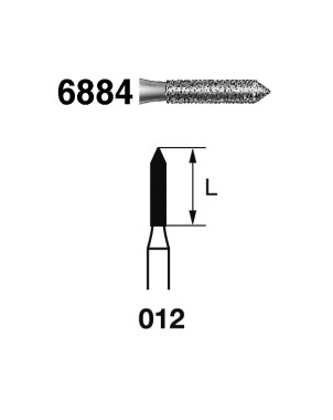 6884.314.012  KOMET FRESA DIAMANTE CILINDRICA TURBINA ø 012 GRANO GRUESO 5 ud.