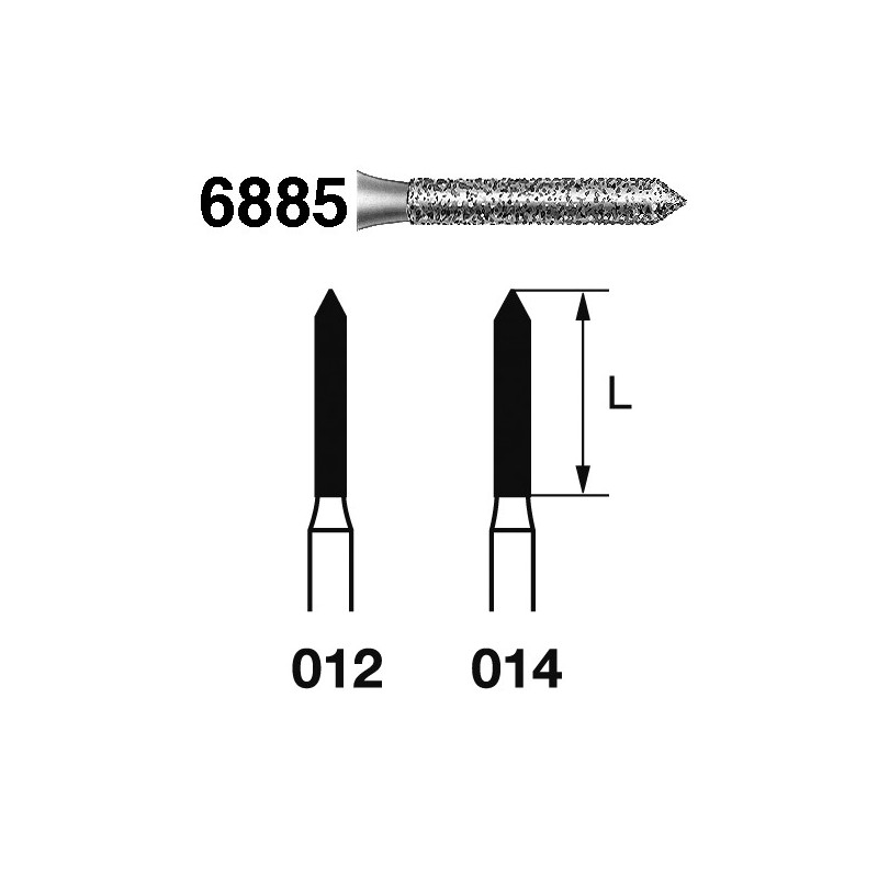 6885.314.012  KOMET FRESA DIAMANTE CILINDRICA PUNTIAGUDA TURBINA ø 012 GRANO GRUESO 5 ud.