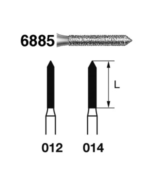6885.314.014  KOMET FRESA DIAMANTE CILINDRICA PUNTIAGUDA TURBINA ø 014 GRANO GRUESO 5 ud.