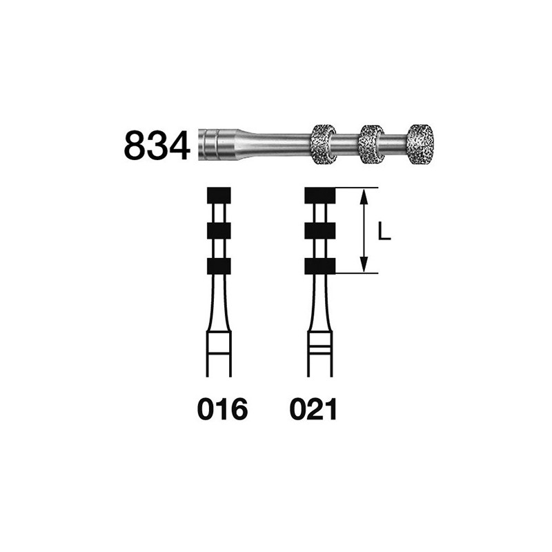 834.314.016  KOMET FRESA DIAMANTE FORMAS ESPECIALES TURBINA ø 016 GRANO ESTANDAR 5 ud.