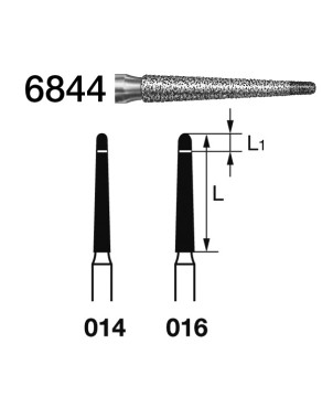 6844.314.016  KOMET FRESA DIAMANTE CONICA REDONDEADA TURBINA ø 016 GRANO FINO Y GRUESO 5 ud.