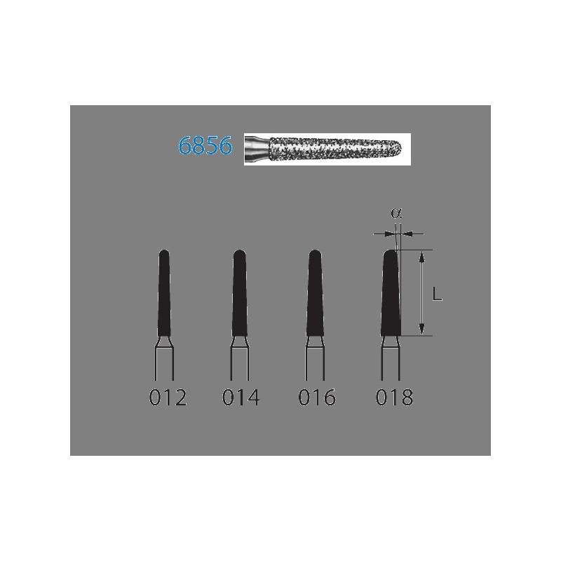 6856.314.018  KOMET FRESA DIAMANTE CONICA REDONDEADA TURBINA ø 018 GRANO GRUESO 5 ud.