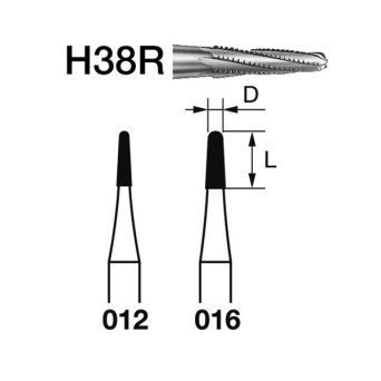 H38R.314.012  KOMET FRESA C. TUNGSTENO CONICA REDONDEADA TURBINA ø 012  5 ud.