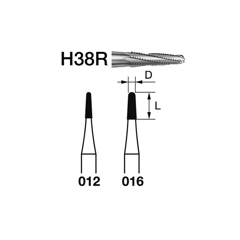H38R.314.012  KOMET FRESA C. TUNGSTENO CONICA REDONDEADA TURBINA ø 012  5 ud.