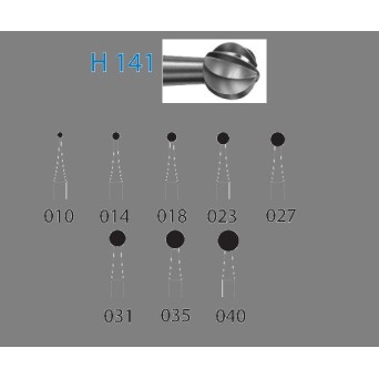 H141.205.023  KOMET FRESA C. TUNGSTENO BOLA CONTRAANGULO LARGO ø 023  5 ud.