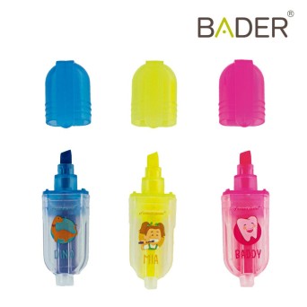 Subrayador fluorescente Mia, Dino y Baddy - Sticker highlighter BADER