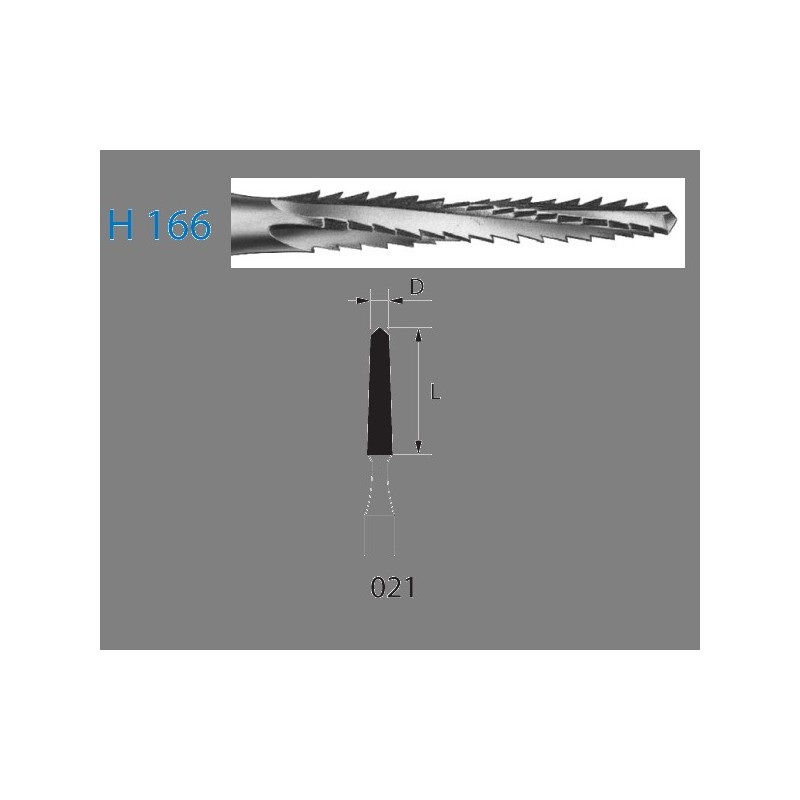 H166.104.021  KOMET FRESA C. TUNGSTENO CONICA PIEZA DE MANO ø 021  1 ud.