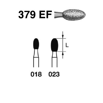 379EF.314.018  KOMET FRESA DIAMANTE HUEVO TURBINA ø 018 GRANO EXTRA FINO 5 ud.