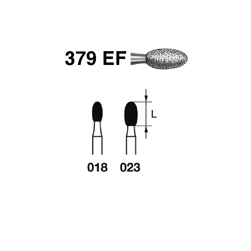 379EF.314.018  KOMET FRESA DIAMANTE HUEVO TURBINA ø 018 GRANO EXTRA FINO 5 ud.